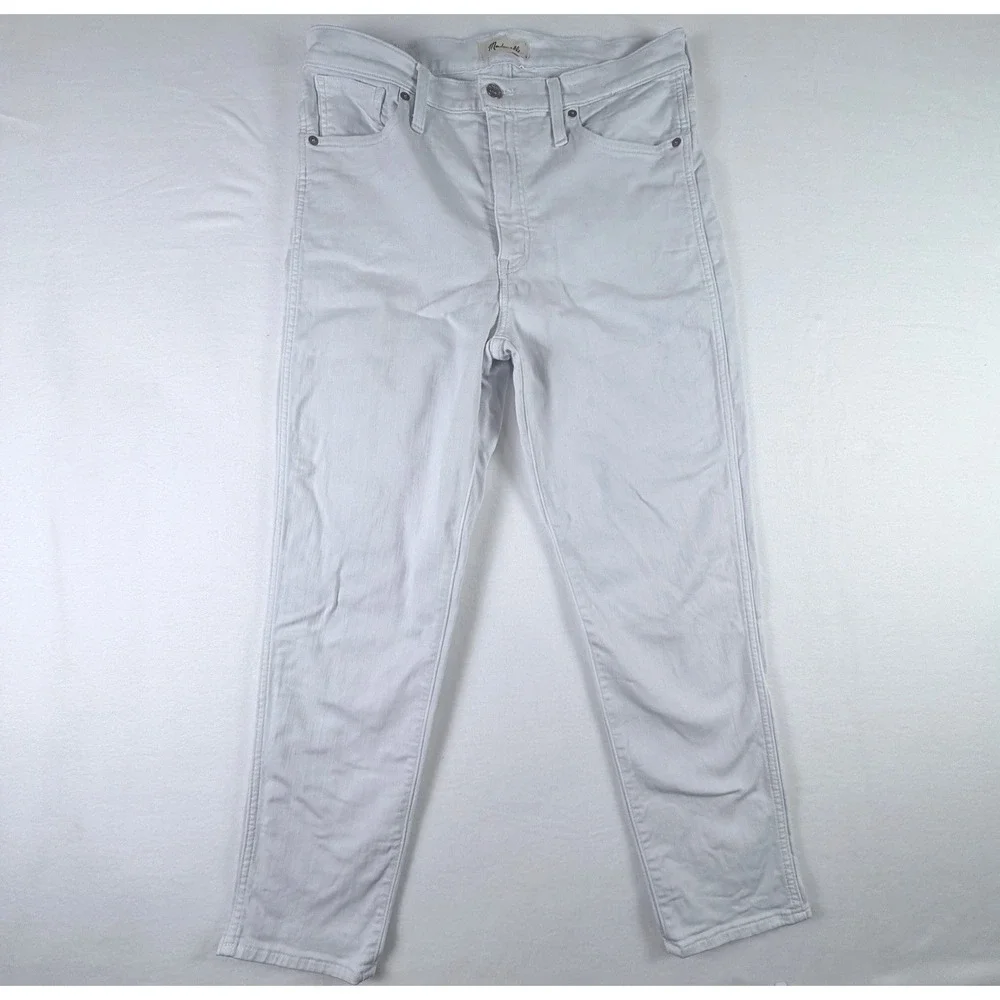 Madewell Jeans Women's 31 Stovepipe High Rise White Stretch Summer Resort‎